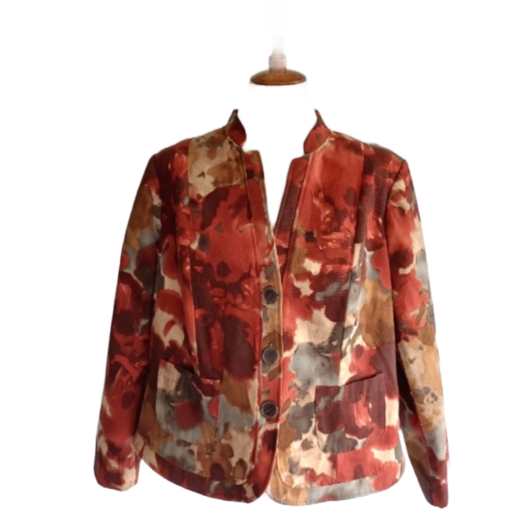 CHRISTOPHER & BANKS WATER COLOR PRINT BLAZER SIZE XL